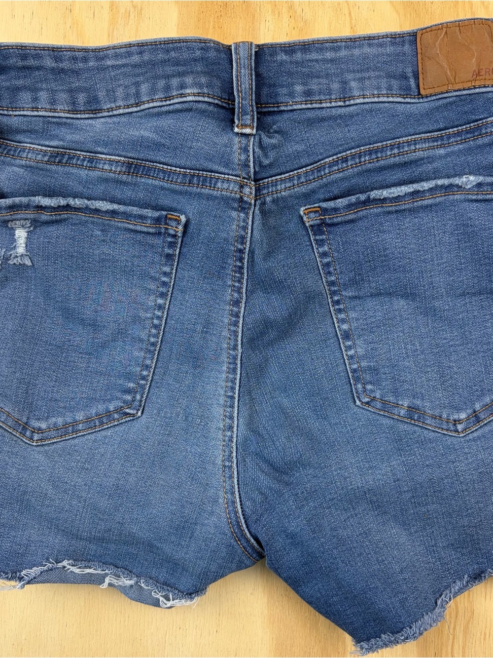 Aeropostale Women's Size 8 High Rise Distressed Denim Shorts Blue Ripped Cut Off - Picture 10 of 13
